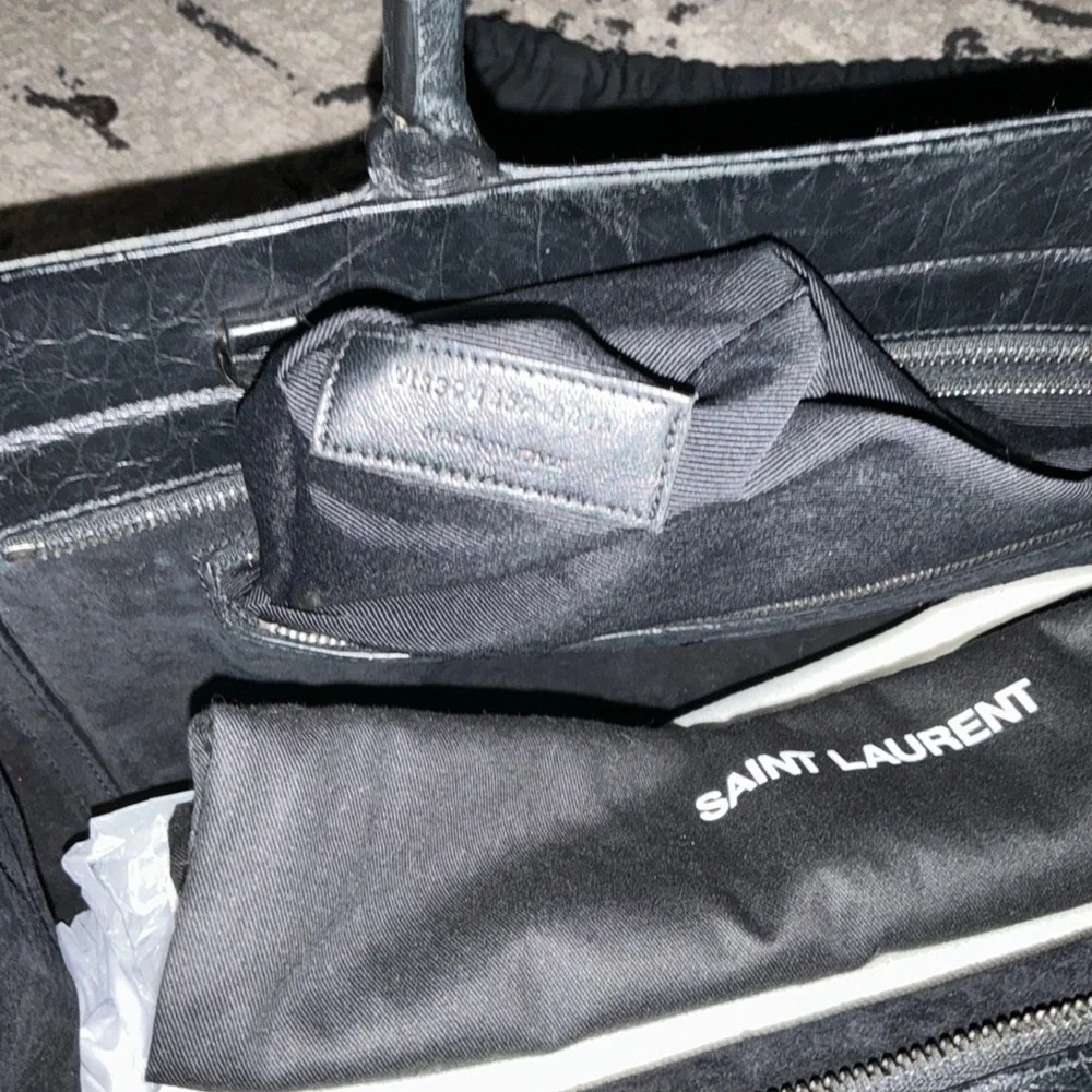 Saint Laurent Textured Croc Embossed Rive Gauche Authentic Bag